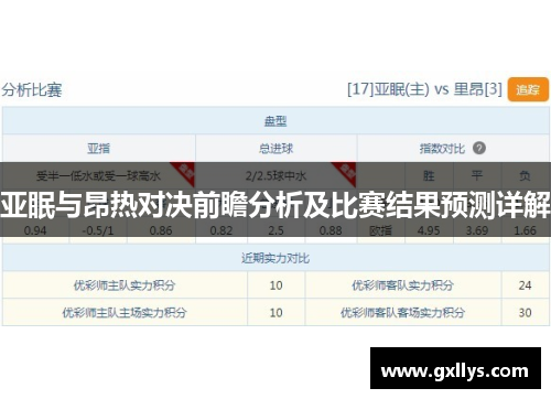 亚眠与昂热对决前瞻分析及比赛结果预测详解
